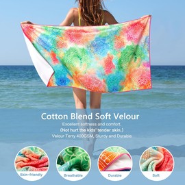 stampringt Extra Large Cute Boho Tie Dye Beach Towels for Adult Girls, Big Oversized Thick Microfiber Terry Cloth Sandproof Quick Dry 30 x 60