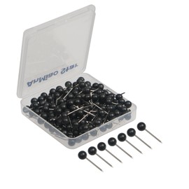AnMiao Star 1/8 Inch Map Tracks, Push Pins Plastic Round Head, Steel Point, Black Colors, 100-Count