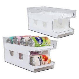 Yesdate Drink Organizer for Fridge, Beer Soda Pop Can Holder Refrigerator Can Dispenser, Rolling Can Dispenser for Storage Cabinet and Pantry (2 Packs)