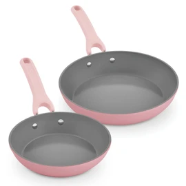 DASH Dream Green Ceramic Frying Pan Set of 2, 9.5" & 11" Fry Pans, Pink - Recycled Aluminum and Ceramic, Nonstick Cookware Set, Oven Safe and Compatible with All Cooktops