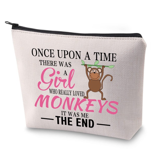 BAUNA Funny Monkey Lover Gift There was A Girl Who Really Loved Monkey Makeup Bag Zipper, Once Monkey