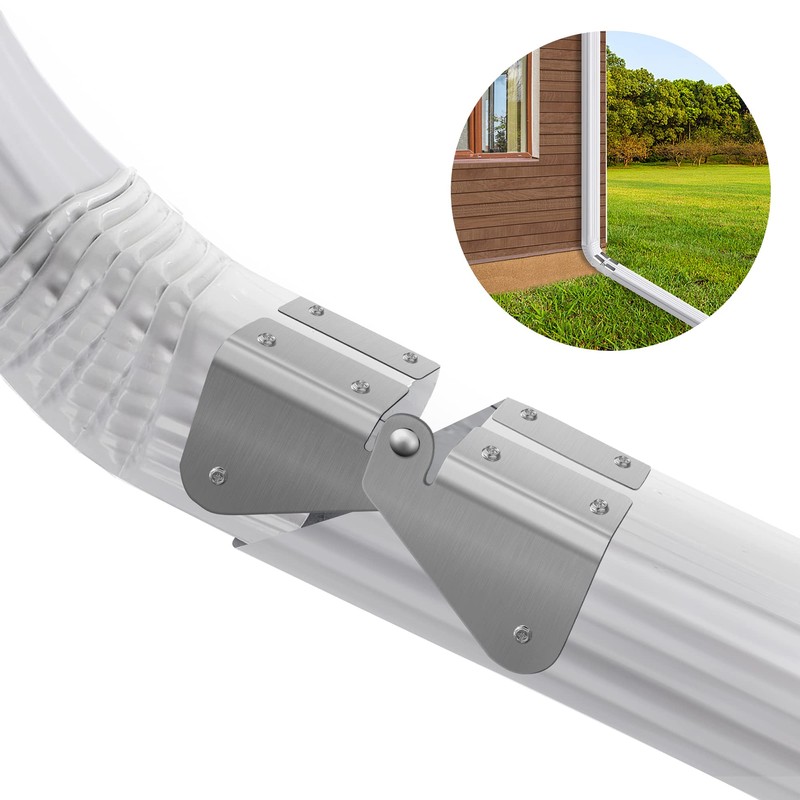 2Pack 4Pcs Gutter Extension Hinge, Downspout Extension Flip-Up Hinge, Easy