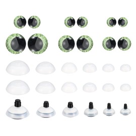 PATIKIL 14-30mm Flash Safety Eyes, 60 Set Doll Eyes with Washers Soft Buttons Realistic Colorful Crocheting Safety Eyes for Decor Crochet Accessories Dolls Craft, Grass Green