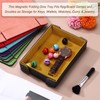 sourcing map PU Leather Dice Tray, Rectangle Magnetic Folding Velvet