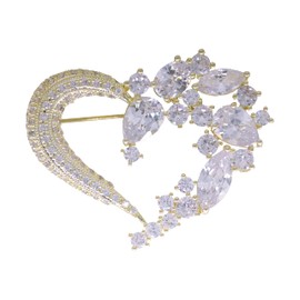 AUGTIGER Broche para mujer, joyería de diamantes de imitación con diseño de flores doradas, Diamante de imitación Cristal Diamantes de, circonita cúbica