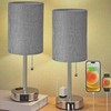 LED Table Lamp Fabric Lampshade USB A and USB C