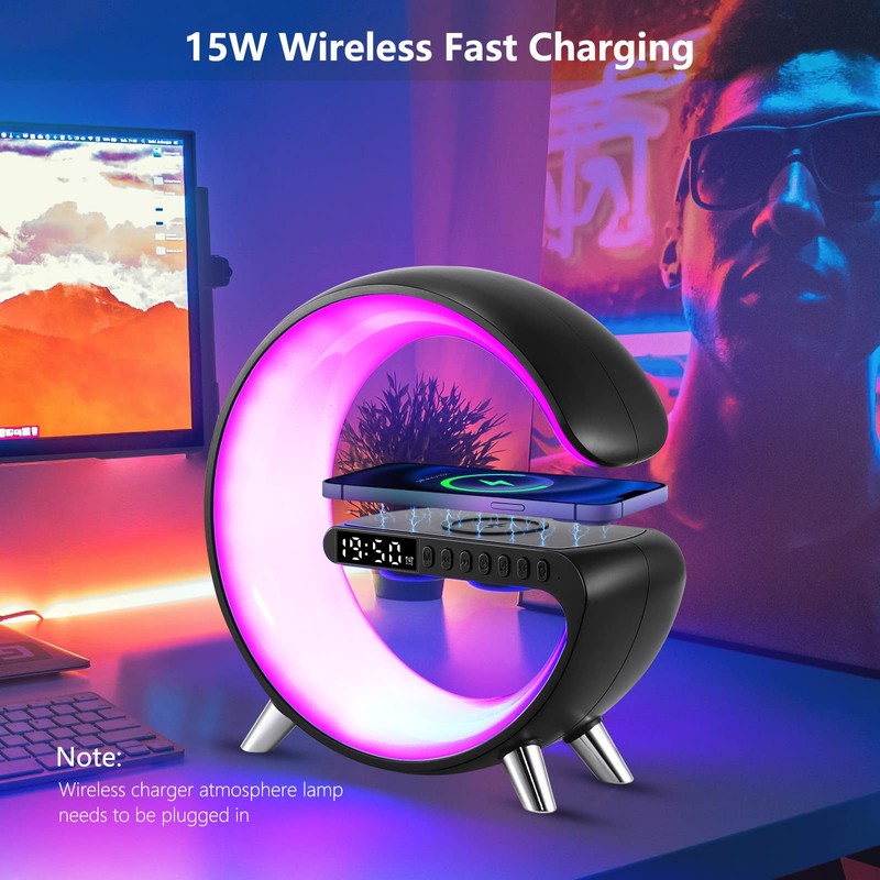 Atmosphere Lamp with Wireless Charger, Intelligent LED Table Lamp, Bluetooth