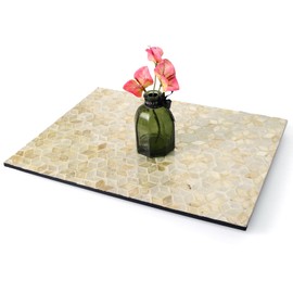 40x30CM Rectangle Mother of Pearl Lazy Susan White Boho Decor Turnable Tray
