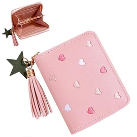 Girls Purse, Cute Slim Short Small Kids Wallet with Embroidery Hearts,Kids Wallets for Girls,Purses for Girls,Girls Wallet,Girls Wallet,Kids Purse,Girls Wallets for Kids