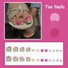 MISUD Flower Press on Toenails Glossy Fake Toe Nails Glue