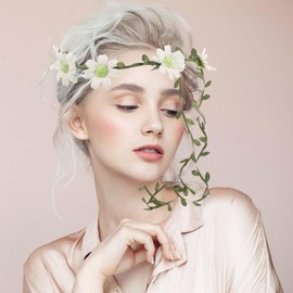 Minkissy Floral Headband Leaf Design for Women Elegant Flower for Weddings Parties and Festivals Lightweight and Comfortable Hair Wreath for Brides and Bridesmaids