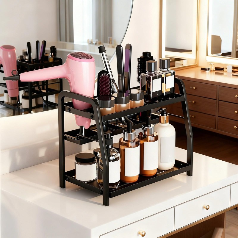 Hair Tools Organizer, 2-Tier Storage Countertop Organizer with Multiple Compartments