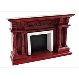 Melody Jane Dollhouse Victorian Mahogany Double Column Fireplace 1:12 Scale Furniture
