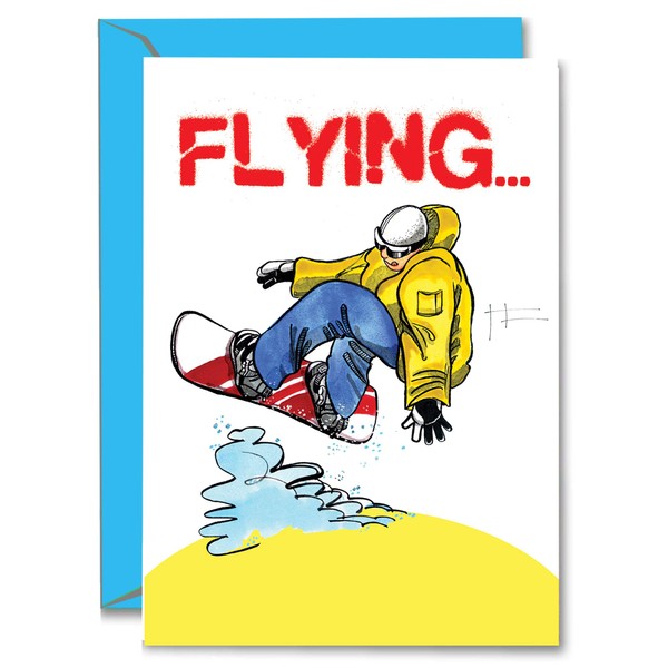 Play Strong Snowboard Birthday Card 1-Pack (5x7) Power Player Illustrated Sports Birthday Cards Greeting Cards- Awesome for Snowboarders, Coaches and Fans Birthdays, Gifts and Parties!