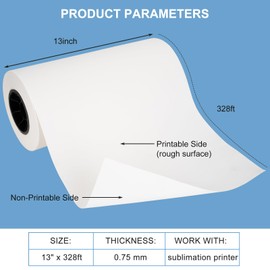 imtfzct Sublimation Paper Roll Fast Dry 105gsm 13 Inch x 328 Feet, Compatible with Inkjet Printer, For T-Shirts Mugs Fabric DIY