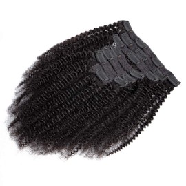 Afro Kinky Curly Clip In Hair Extensions 4B 4C Kinky Curly Clip Ins Natural Hair 7pcs/set Afro Kinky Curly Clip In Human Hair Extensions For Black Women Double Weft 16inch 120g