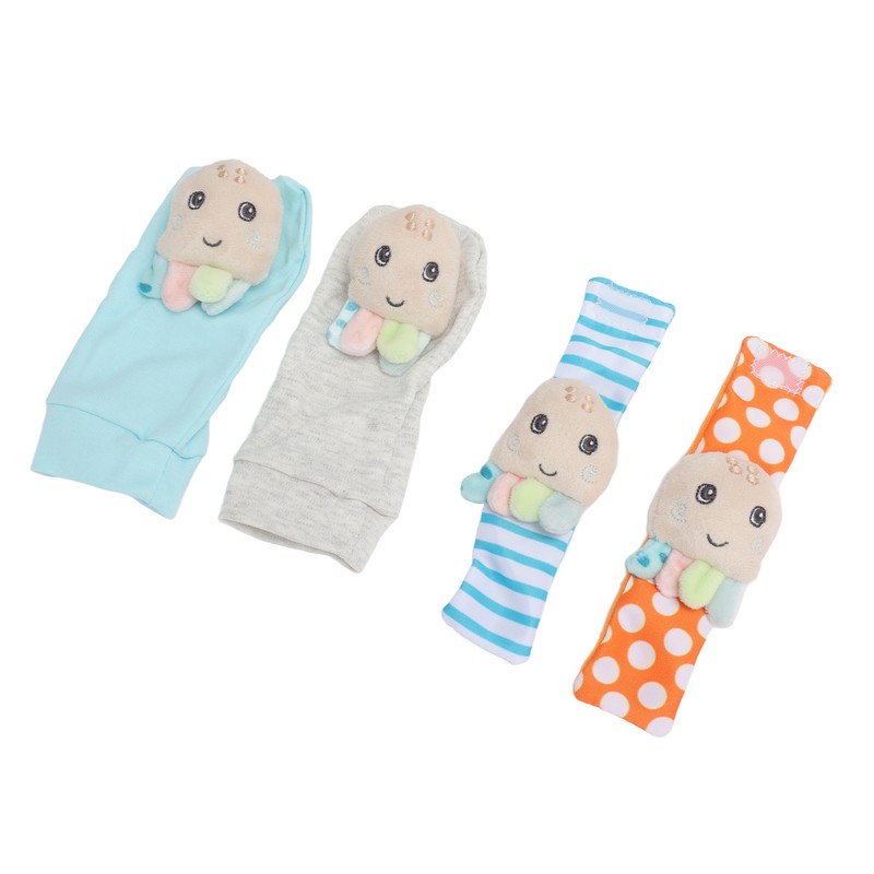 4pcs Baby Rattle Socks Cute Octopus Shape Soft Light Adjustable