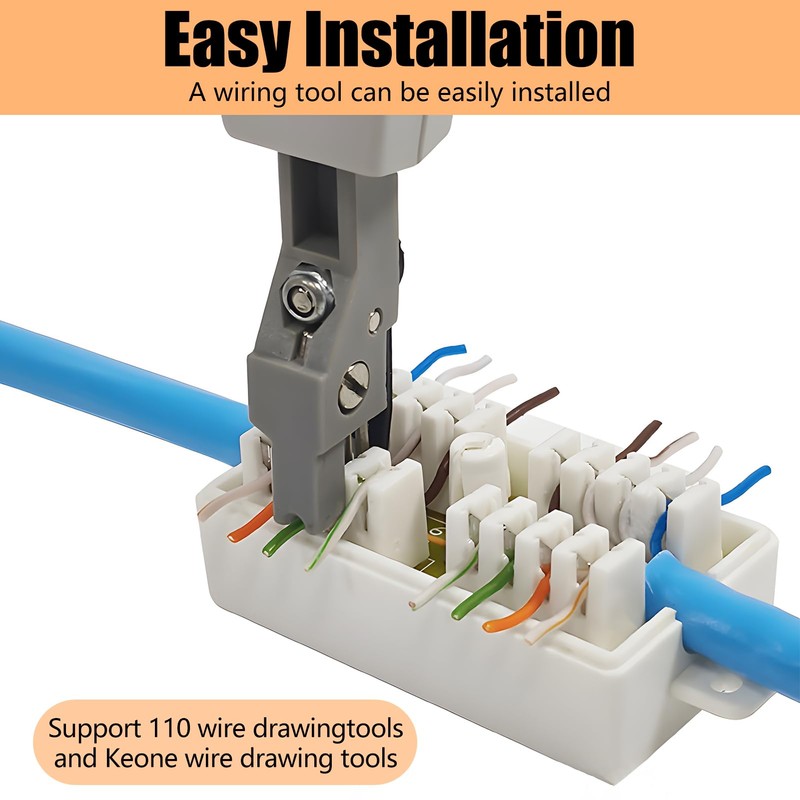 2Pcs Cat6 Junction Box RJ45 Ethernet Coupler High Speed Punch