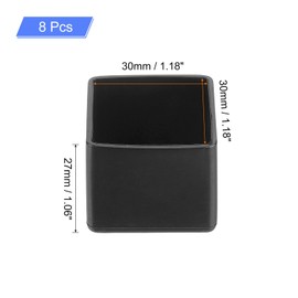 sourcing map 8Pcs Chair Leg Floor Protectors, 30x30mm/1.18x1.18" PVC Anti-Slip Furniture Leg Feet Cover for Hardwood Floors Patio Chair Table Bed, Black