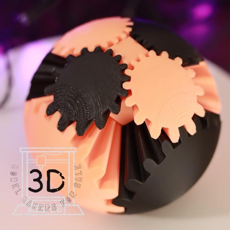 3D Printed - Mechanical Gear Ball Figurine Decor Plastic Smooth:_Gold