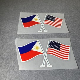 DXYMOO Car Stickers for Philippines American Flags USA Pilipinas Filipino National Flag Tape Motor Vehicle Auto Body Window Decal 2PCS 152x81mm