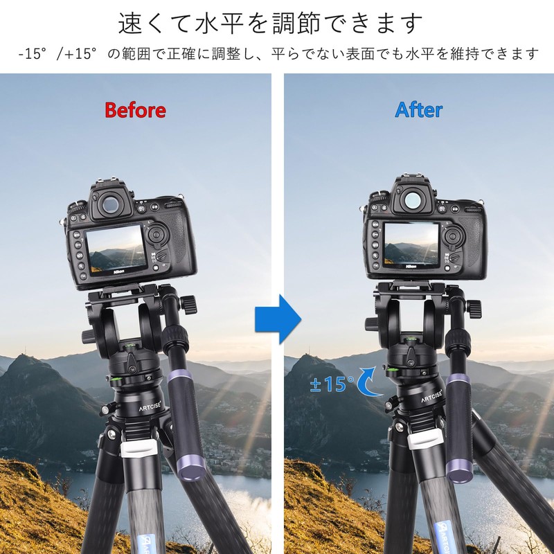 ARTCISE Leveling Base, Horizontal Head Tripod Head, Fast and Leveling