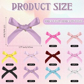 100 Pcs Mini Hair Bows for Women, Small Cute Bowknot Ribbon Hair Clips Satin Bows Barrettes Pins Mini Metal Head Accessories for Stage Concert Christmas Ballet Style Design 10 Colors