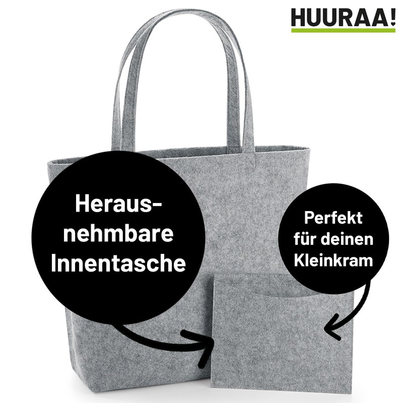 Huuraa Einkaufstasche Lehrerin mit Herz Geschenk 22 Liter Grey Melange
