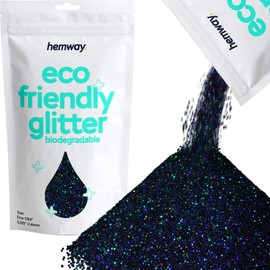 Hemway Eco Friendly Biodegradable Glitter 100 g / 3.5 oz Organic Cosmetic Safe Sparkle Vegan for the Face, Eyeshadow, Body, Hair, Nail - 1/64 Inch 0.015 Inch 0.4 mm - Black Holographic