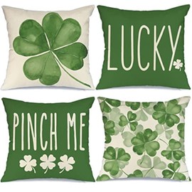 GEEORY GEEORY St Patricks Day Pillow Covers 18x18 Set of 4 St Patricks Day Decorations for Home Shamrock Lucky St Patricks Day Decorative Throw Pillows Farmhouse St Patricks Day Decor