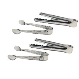 4 PCS Ice Tongs for Serving, Stainless Steel Ice Cube Tong with Teeth, Small Sugar Cube Tongs for Tea Party & Coffee Bar