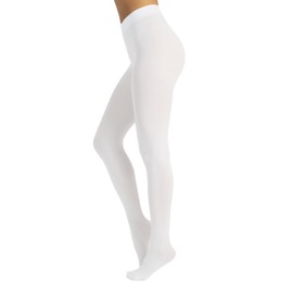 CALZITALY Opaque Soft Microfibre Tights, Colourful Tights for Women, S, M, L, XL, XXL, 3XL, 4XL, 80 Denier, Made in Italy, White