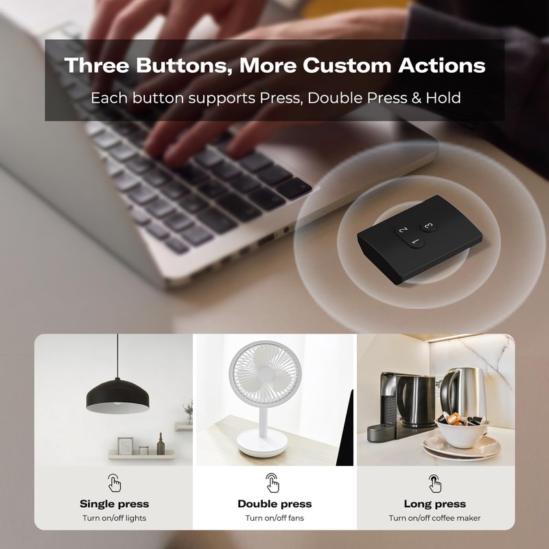 THIRDREALITY Smart Button ZB2,ZigBee Hub Required,3 Wireless Button,Remote Control,Compatible with