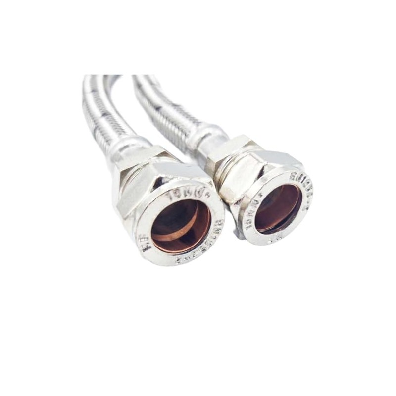 Pair of Flexible Hose Pipe Connectors Tails 1/2" x 15mm