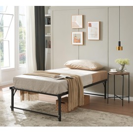 Kings Brand Furniture Twin Size Metal Pop up Trundle Day Bed Frame with Wheels, Black - Sturdy and Elegant Space-Saving Solution