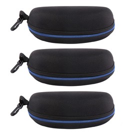 EKdirect Pack of 3 Sunglasses Glasses Case, Zip Hard Shell with Belt Clip - blue