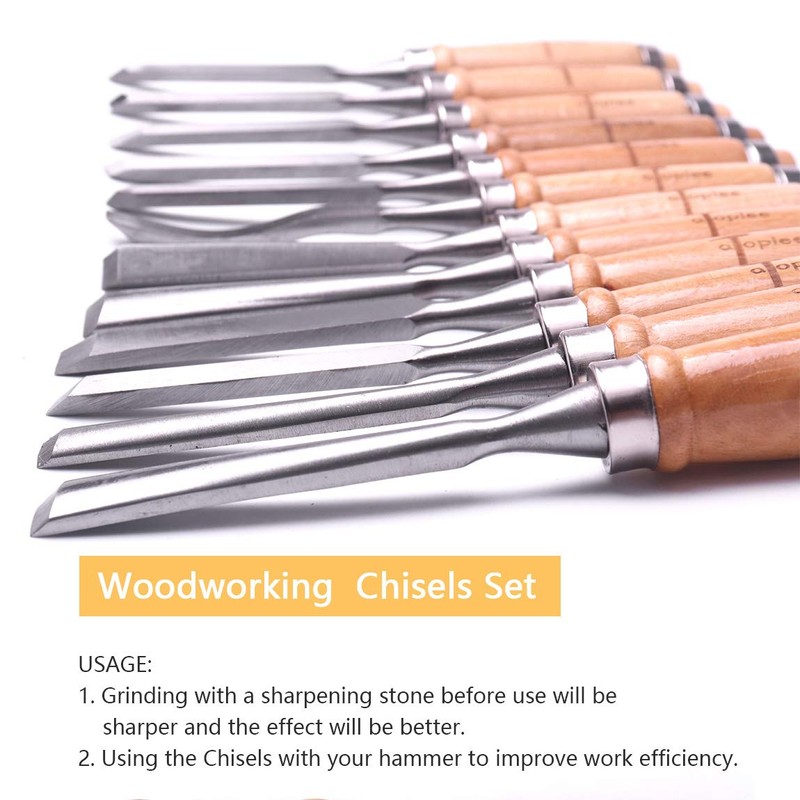 ATOPLEE 12pcs Wood Carving Chisel Set for Woodworking, Professional Wood