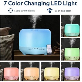 Humidificadores para Recámara 500ML, Difusor de Aceites Esenciales, de Niebla Fría Súper Silenciosos para Bebé, 7 Colores, 2 Niveles de Niebla, 4...  