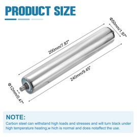 sourcing map Stainless Steel Conveyor Roller 2" Diameter 8" Length Gravity Transmission Replacement Part Galvanized End (Silver)