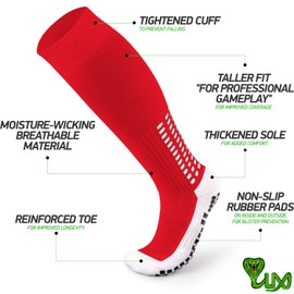 LUX Anti Slip Soccer Knee Socks,Non Slip Football/Basketball/Hockey Sports Grip Socks