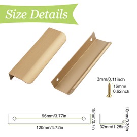 UFURMATE Back Mount Finger Edge Pull, 8Pcs Bronze Aluminum Alloy Hidden Handles Curved Edges Concealed Finger Pull Handles Invisible Tab Pulls with Screws for Drawer, Cabinet (120mm/4.72in)