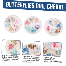 Beavorty 3 Boxes Butterflies Nail Art Stickers 3D Nail Decals Studs Manicure Stickers Butterfly