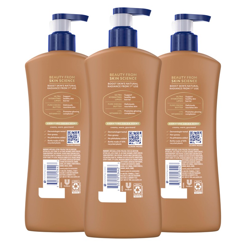 Vaseline Intensive Care Body Lotion Cocoa Radiant 3 count for