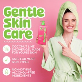 BeYoutiful Coconut Lime Moisturizing Body Wash, Balancing Hydrating Shower Gel, Cruelty Free Natural Sensitive Skin Care for Kids and Teens, 32oz