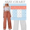AIHUKOCY Women Drawstring Stripe Wide Leg Casual Trousers Striped Low
