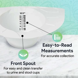 Urine Collection Hat for Toilet - 5 Pack of Reinforced Ribbing Specimen Pans with Wide Brim Wings - Urine and Stool Collector