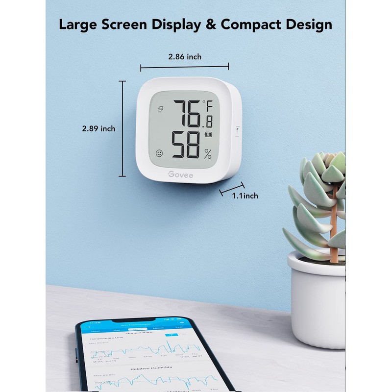 Govee WiFi Thermometer Hygrometer H5103, Indoor Bluetooth Temperature Humidity Sensor