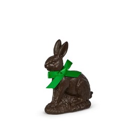The Bridge Collection Faux Chocolate Easter Bunny Decoration - Realistic Brown Rabbit Figurine with Green Ribbon - Festive Spring Display Accent