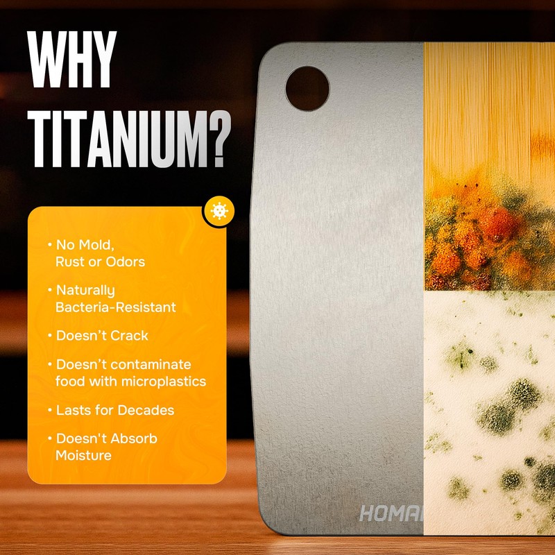 Homaider Titanium Cutting Board – Pure Titanium Chopping Board for