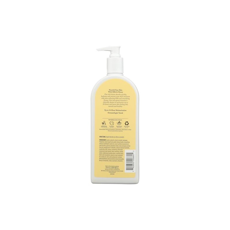 Burt's Bees Milk and Honey Body Lotion, 12 Ounces (Packaging
